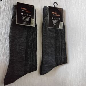 Men's Gray Dress Socks 2 Pair Sizes 10-13 Soft, Thin, Lightweight